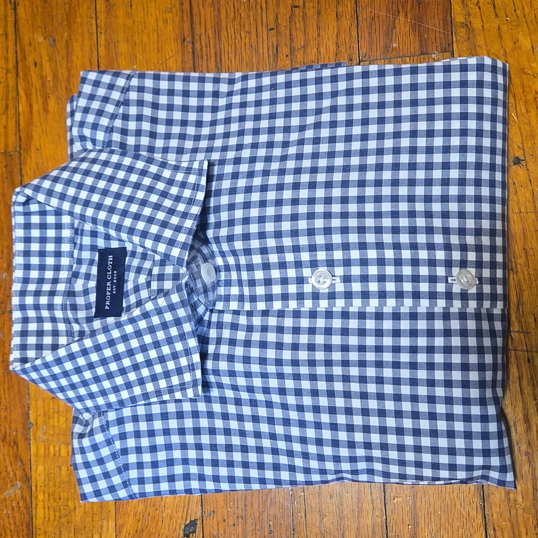 Proper Cloth Mens Custom Dress Shirt 1653435 Blue Gingham Check Cotton